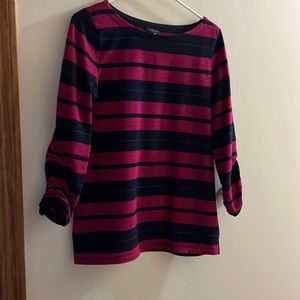 Talbots EUC Maroon and Navy Striped Tunic, XS